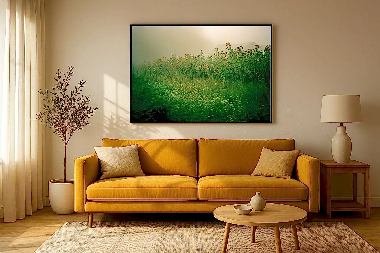 Field of Sunflowers at Dawn